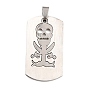 201 Stainless Steel Pendants, Split Dog Tag Pendant, Rectangle with Skull