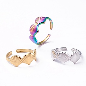 304 Stainless Steel Shell Open Cuff Ring for Women