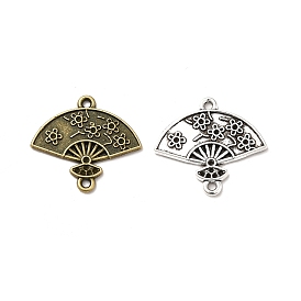 Tibetan Style Alloy Connector Charms, Chinese Style Hand Fan with Flower Shape Links