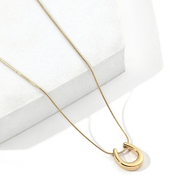 201 Stainless Steel Teadrop Pendant Necklaces with Round Snake Chains, Ring Holder Necklace