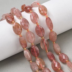 Природного кварца клубники нитей бисера, граненые, лошадь форма глаз, с бисером