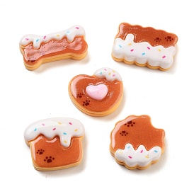 Opaque Resin Imitation Food Decoden Cabochons, Biscuits Mixed Shapes