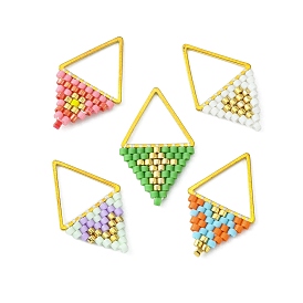 5Pcs 5 Color Handmade MIYUKI Japanese Seed Loom Pattern Seed Beads, Rhombus Pendants