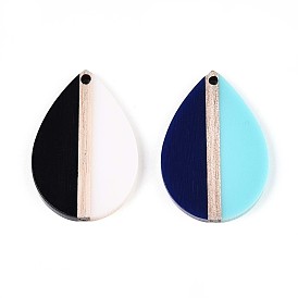 Кулоны из непрозрачной смолы и дерева, слеза, два тона