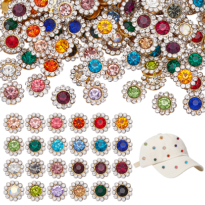 192шт 24цвета цветок пришитые стразы, стекло горный хрусталь, многожильные звенья, аксессуары для одежды