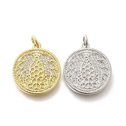 Латунные микропаве прозрачные подвески с фианитом, с целью перехода в кольце, долговечный, без свинца и без кадмия, плоские круглые прелести