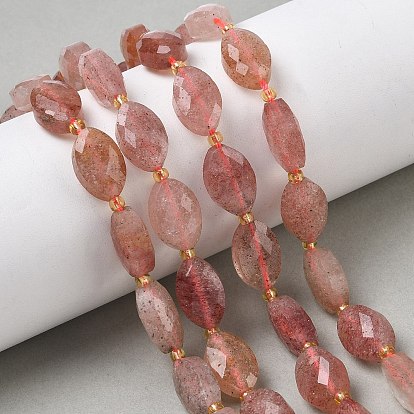 Природного кварца клубники нитей бисера, граненые, лошадь форма глаз, с бисером