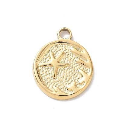 304 подвески из нержавеющей стали, плоский круглый с подвесками в виде морских звезд