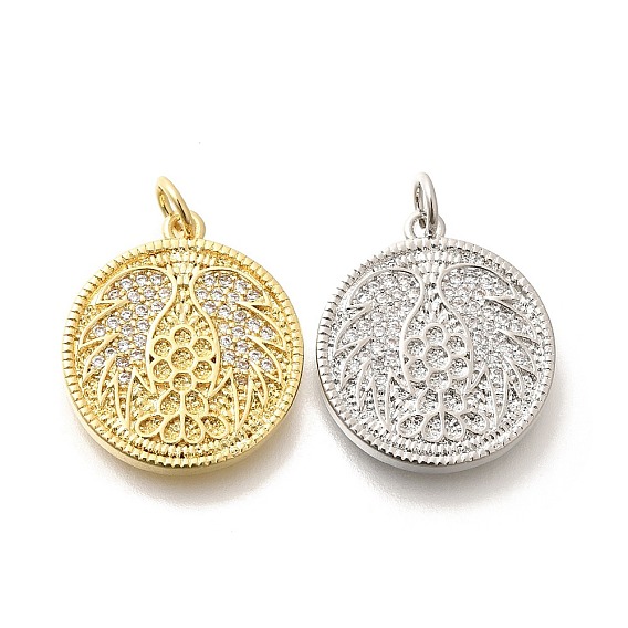 Латунные микропаве прозрачные подвески с фианитом, с целью перехода в кольце, долговечный, без свинца и без кадмия, плоские круглые прелести