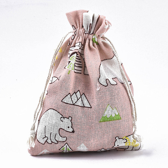 Набивные мешочки из поликоттона (полиэфирного хлопка), шнурок сумки, зуни медведь узор