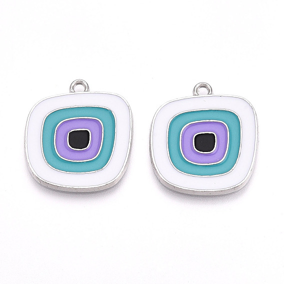 Подвески из эмали и сплава, без кадмия и без свинца, платина, квадрат с оберегом от сглаза