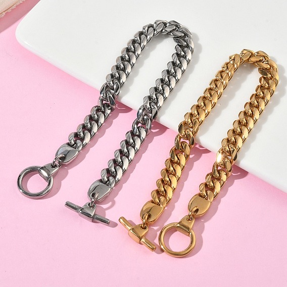 304 браслеты из нержавеющей стали с кубинскими звеньями для женщин, с Переключить застежками