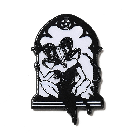 Печатные акриловые подвески, Геката с черепом барана, змеей, мотыльком и шляпой ведьмы