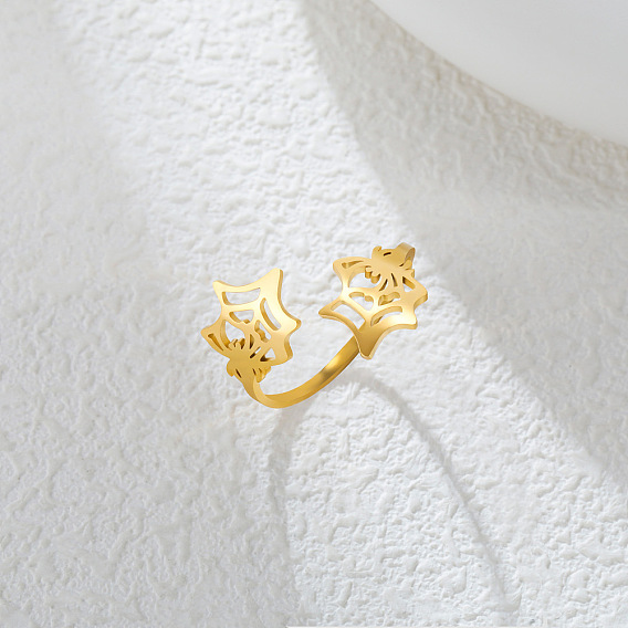 Halloween 304 Offene Ringe aus Edelstahl mit Spinnennetz-Motiv