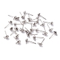 304 Stainless Steel Earring Finding, Ball Stud Earring Post, with Loop, Half Round
