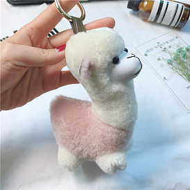 Adorable Alpaca Bag Charm with Sheepskin Fur Keychain - Unique Personalized Keyring