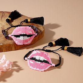 Браслеты ручной работы из стеклянных бусин в богемном стиле, регулируемые плетеные браслеты из волоконного шнура для женщин, губа