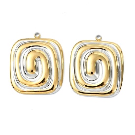 Два тона 304 из нержавеющей стали подвески, спиральный квадратный кулон, вакуумное покрытие pvd, долговечный