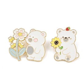 Эмалевые значки в виде белого медведя, булавки для лацканов из сплава для одежды рюкзака, золотой свет