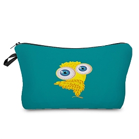 Polyester with Sponge Clutch Bags, Cosmetic Bag, Rectangle with Owl Pattern