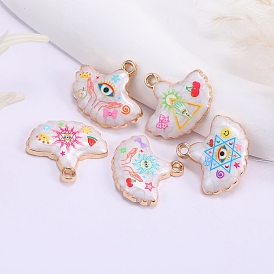 Подвески из эмали и сплава, золотые, веер с подвеской в виде солнца/глаза/звезды Давида