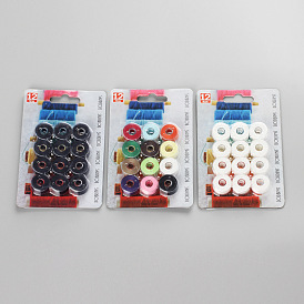 Kit de hilos de coser de bobinas preenrolladas, con bobinas de hilo de coser de plástico, hilo de algodón
