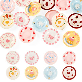 16Pcs 8 Colors Resin Dollhouse Dish, Miniature Ornaments, for Dollhouse Accessories