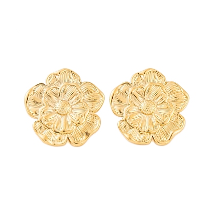 Ion Plating(IP) 304 Stainless Steel Stud Earrings for Women, Flower