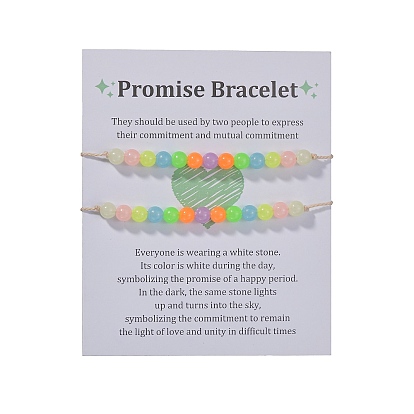 2 шт. богемный стиль отпуска, светящиеся акриловые плетеные бусины, наборы браслетов, регулируемые светящиеся в темноте браслеты для женщин