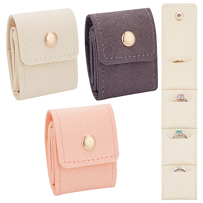 6Pcs 3 Colors PU Leather Jewelry Rolls, for Rings Necklaces Earrings Bracelets
