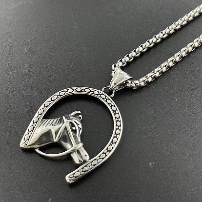 Винтаж 304 подвеска из нержавеющей стали в виде лошадиной головы в стиле панк-стрит