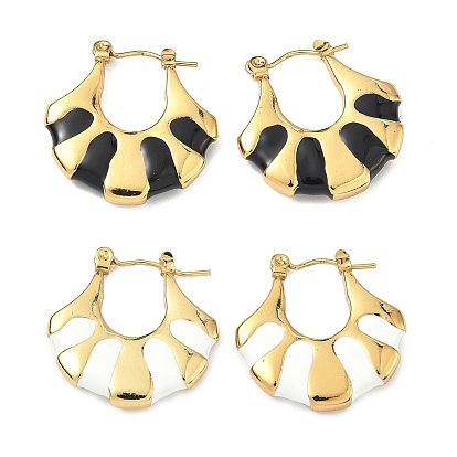 Серьги из 304 нержавеющей стали, с эмалью, полоса, реальный 18 k позолоченный