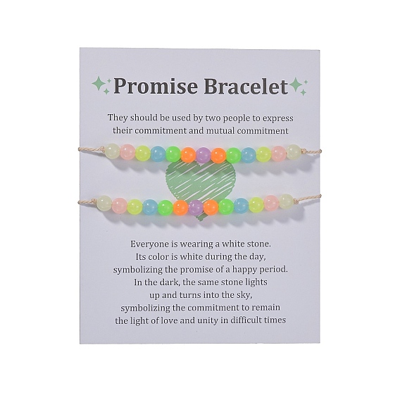 2 шт. богемный стиль отпуска, светящиеся акриловые плетеные бусины, наборы браслетов, регулируемые светящиеся в темноте браслеты для женщин