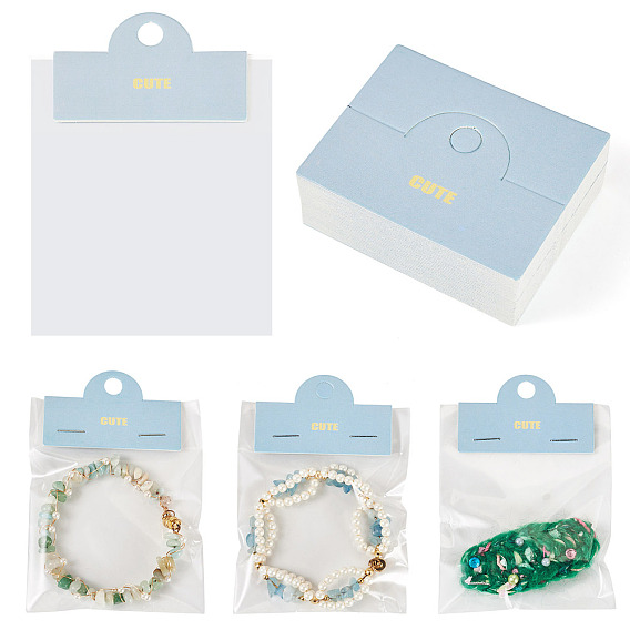 100шт. складные бумажные карточки с цветочным рисунком для оформления витрин, с 100 целлофановыми пакетами OPP, прямоугольные