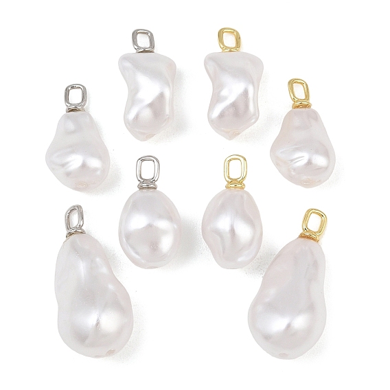 Colgantes de perlas de imitación de latón y plástico ABS, encanto de pepitas, sin plomo y cadmio