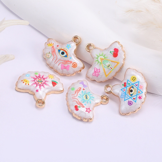 Подвески из эмали и сплава, золотые, веер с подвеской в виде солнца/глаза/звезды Давида