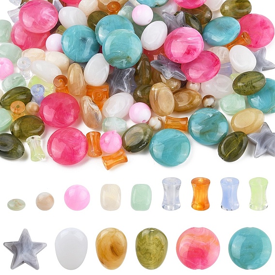 210 шт 8 стили прозрачные акриловые бусины, имитация драгоценных камней бусы акриловые, разнообразные