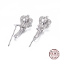 925 Sterling Silver Pendant Bails, with Cubic Zirconia, Crown, Clear