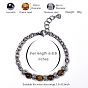 Bracelet en perles d'acier inoxydable pour hommes, pierre naturelle d'oeil de tigre