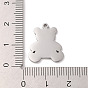 304 Stainless Steel Pendants, with Enamel, Bear with Heart Charm