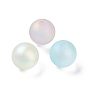 Rubberized Style Transparent Acrylic Beads, Iridescent, Round