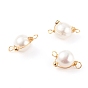 Natural Cultured Freshwater Pearl Pendants, with Brass Beads and Copper Wire, Round