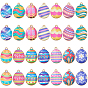 28Pcs 14 Colors Printed Alloy Pendants, Oval Charms