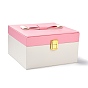 PU Leather Jewelry Organizer Box, with Paper Inside Box & Mirror, Portable Jewelry Storage Case, for Ring, Earrings and Necklace, Rectangle