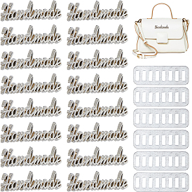 16Pcs Word Alloy Handmade Label Tags, with Iron Shim, for Bag Making