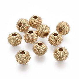 Tibetan Style Alloy Beads, Round with Flower, Lead Free & Nickel Free & Cadmium Free