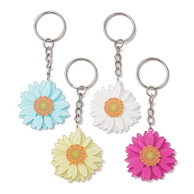 Iron and Printed Acrylic Pendant Keychain, Key Hanging Decoration, Flower