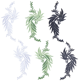 6 шт. 6 стили лист компьютерная вышивка ткань приклеиваемые/пришивные заплатки, аксессуары для костюма, аппликация