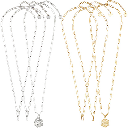 6 шт. 2 цвета 304 ожерелья из нержавеющей стали со скрепками