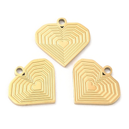 Ion Plating(IP) 316L Surgical Stainless Steel Pendants, Nickel Free, Heart Charm